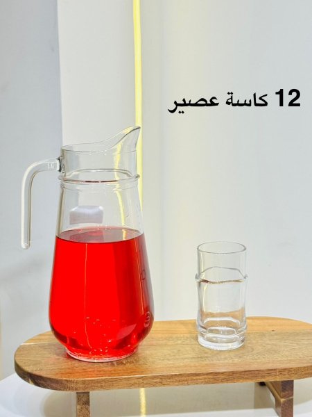 طقم/13 كوز شراب K90/14 + كاسة عصير/12 زجاج سادة KX2255-A CLEAR +